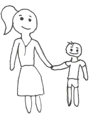 Drawing of a mom and her child